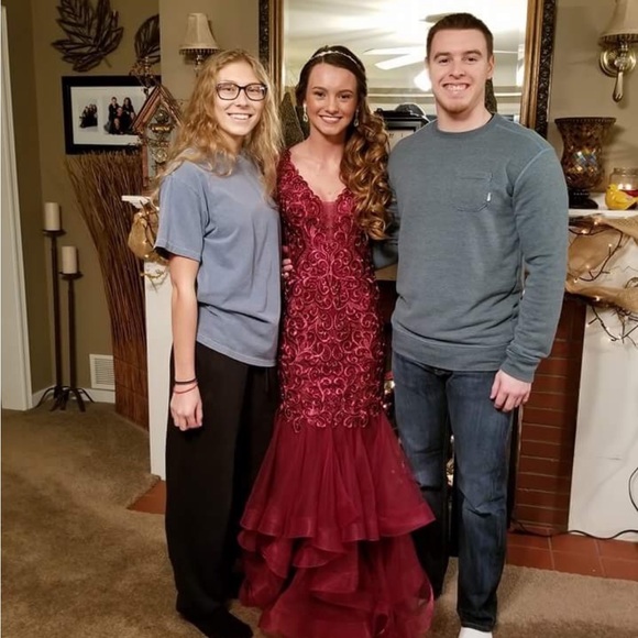 Maroon Mermaid Dress - Picture 2 of 3